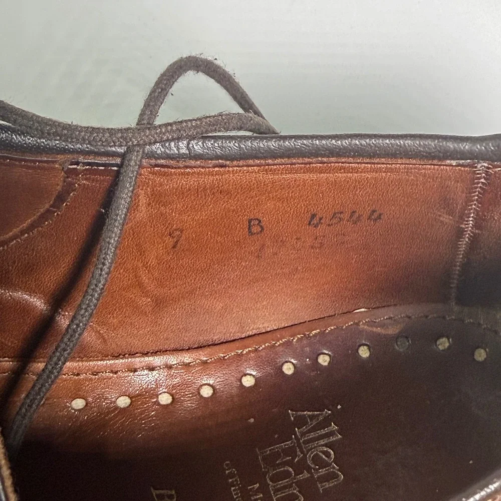 Allen Edmonds Berkshire Derby Shoes Mens 9 B Brown Leather Two Tone USA 4544